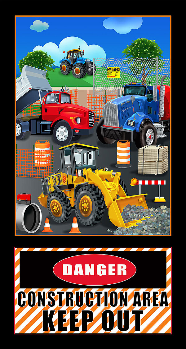 Construction Zone - Danger Sign - Flat Black - 24" x 44" PANEL