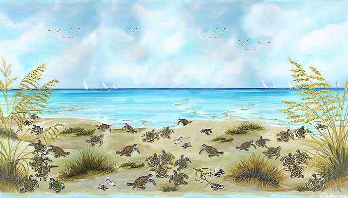 Turtle March - Hatchlings - Multi - 24" x 44" PANEL