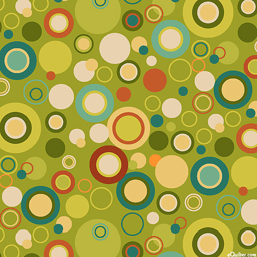 Bubble Dot Basics - Retro Circles - Avocado Green