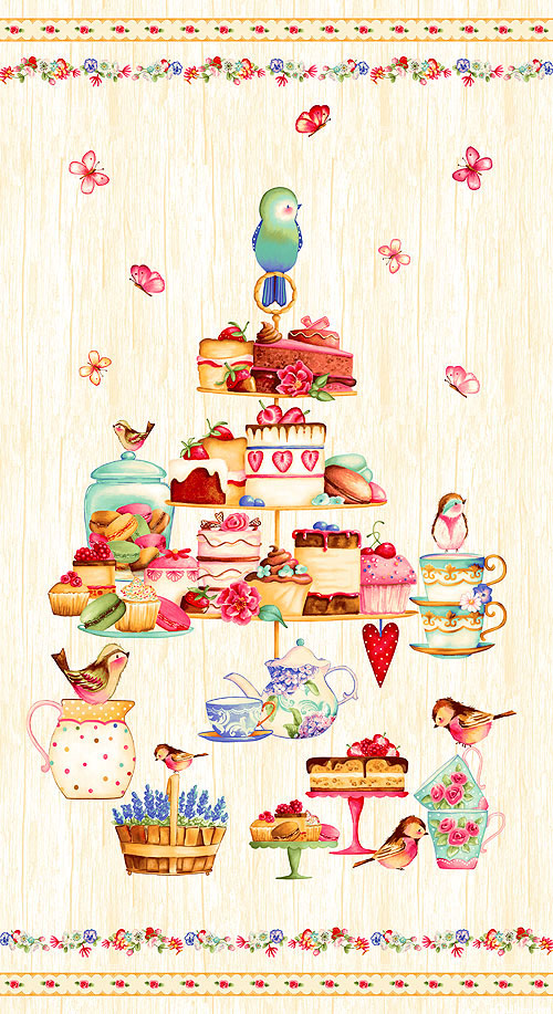 Tweets & Treats - Delightful Desserts - Ivory - 24" x 44" PANEL