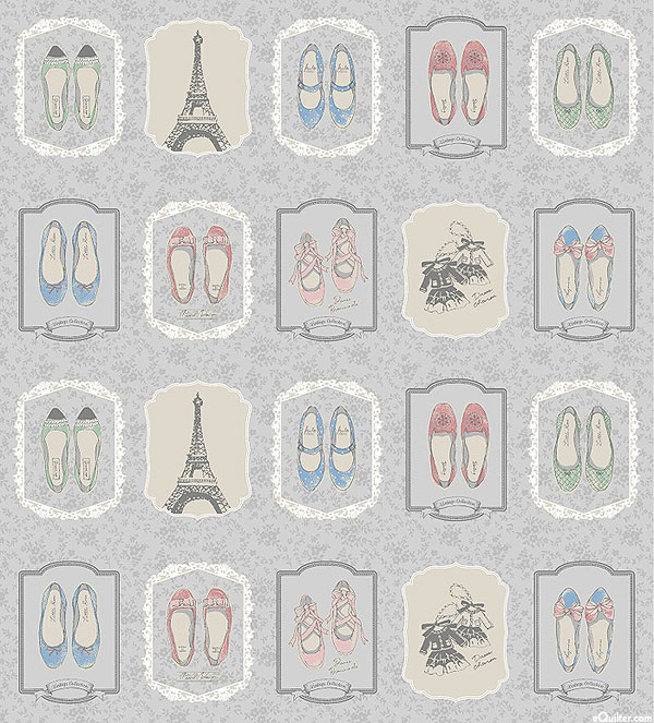 Pointe Shoes - Paris - Ash Gray - 46" x 44" PANEL - COTTON/LINEN