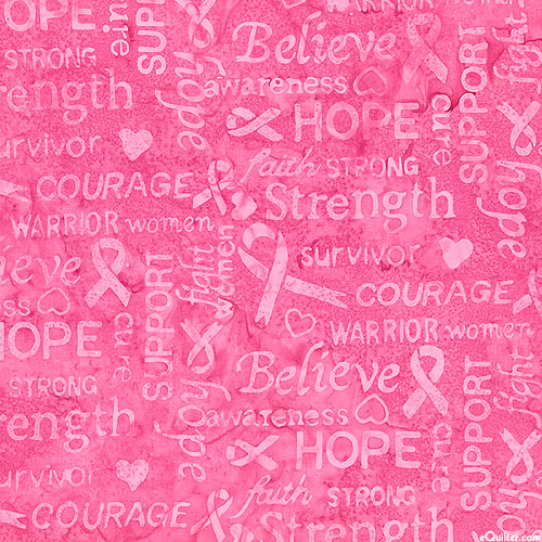 Stronger Together - Hope & Ribbons Batik - Rosie Pink