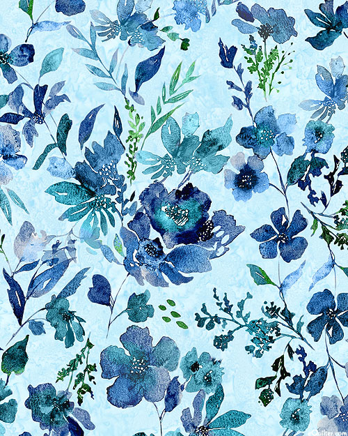 Step Into Spring - Floral Blues - Powder Blue - DIGITAL