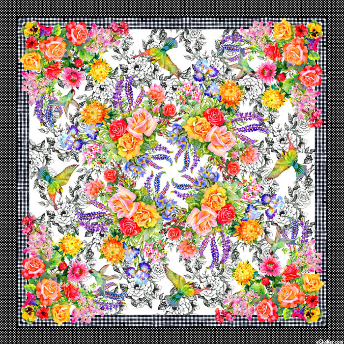 Decoupage - Bouquet Mandala - Multi - 45" x 44" PANEL