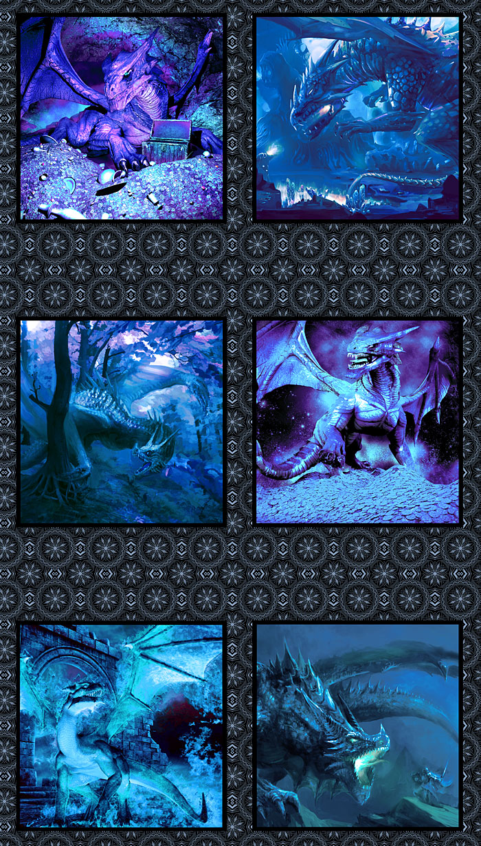Dragons - Magic Guardians - Blue - 36" x 44" PANEL - DIGITAL