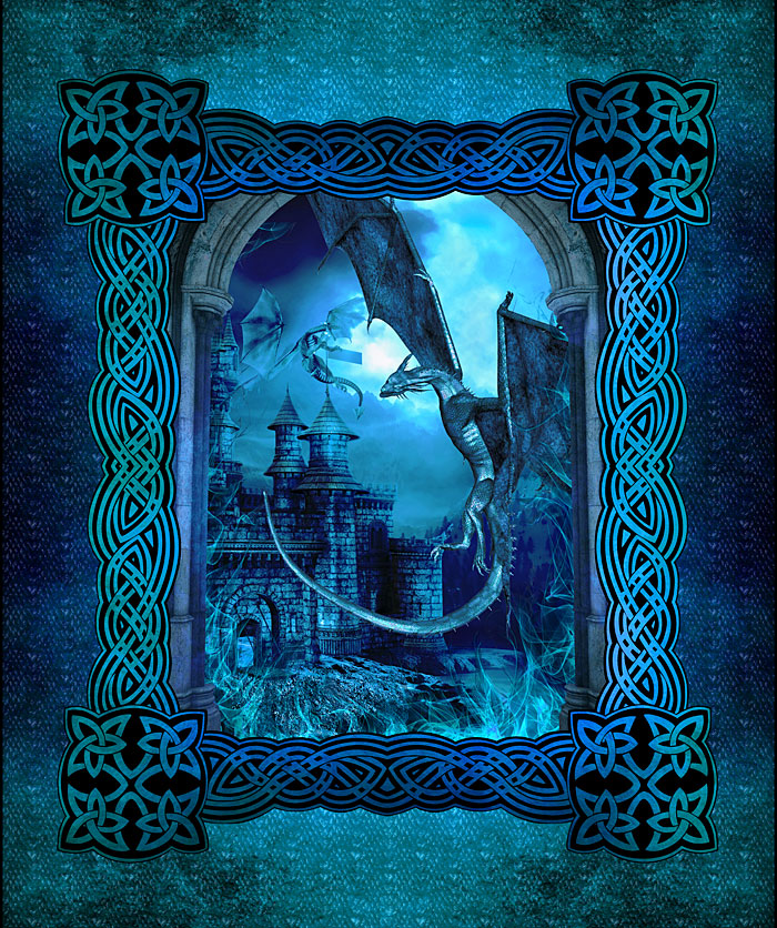 Dragons - Castle Keepers - Blue - 36" x44" PANEL - DIGITAL PRINT
