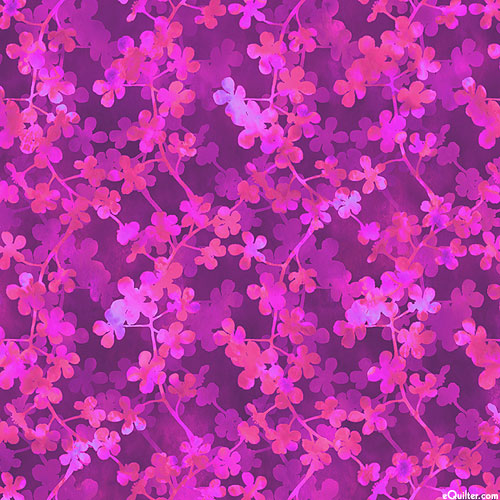 Sunshine - Purple Flowers and Vines - Plum