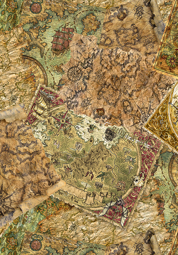 Legendary Journeys - Antique Maps - Oak Brown - DIGITAL
