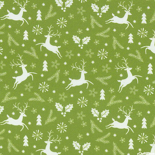 Winter Blooms - Prancing Reindeer - Evergreen - DIGITAL