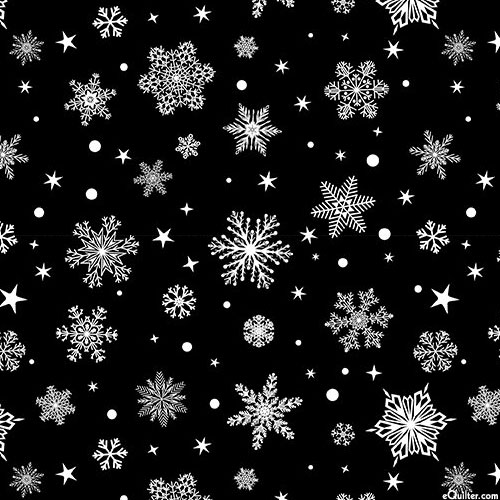 Winter Blooms - Snowfall - Black - DIGITAL