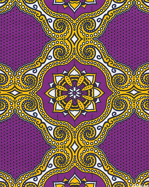 Dutch Wax Print - Flourish Repeat - Royal Purple