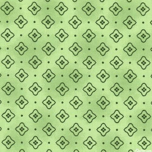 Sara - Faux-Embroidery Medallions - Celery Green