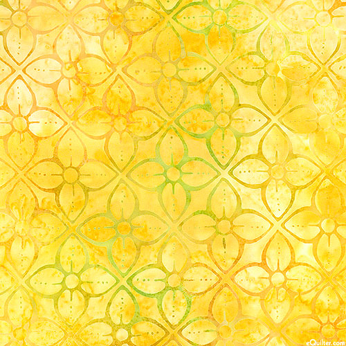 Azulejos - Floral Filigree Batik - Daffodil Yellow
