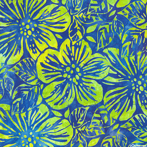 Floral Fantasy - Open Flowers Batik - Surf Blue