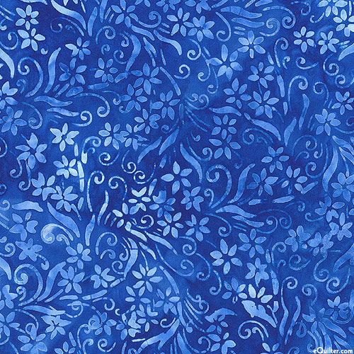 Artisan Batiks: Floral Wave - Curling Vines - Cobalt