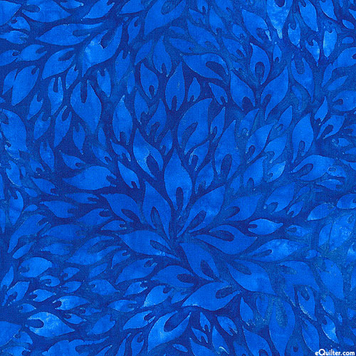 Artisan Batiks: Floral Wave - Leaf Whirlwind - Cobalt