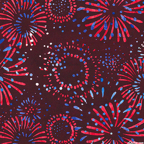 Land of Liberty - Fireworks Batik - Bordeaux