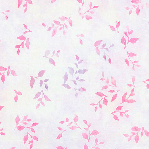 Pastel Petals - Leafy Stems Batik - Powder Pink