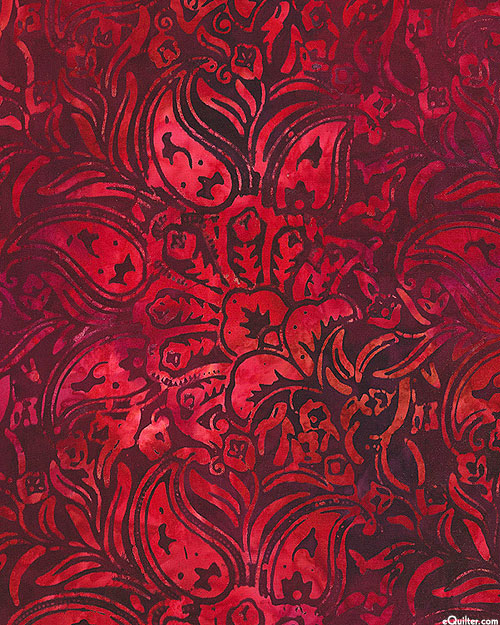 Rouge - Paisley Gardens Batik - Merlot Red