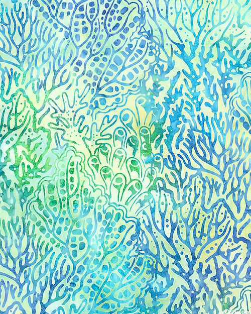 Seashore - Coral Reef Batik - Willow Green