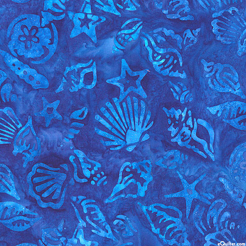 Seashore - Tossed Seashells Batik - Sapphire