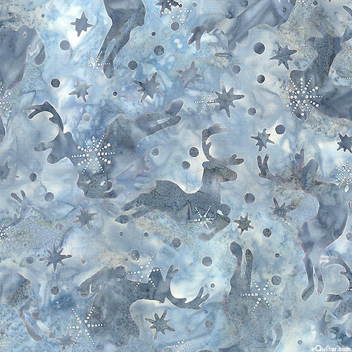 Winter Wonderland - Reindeer Batik - Powder Blue/Silver
