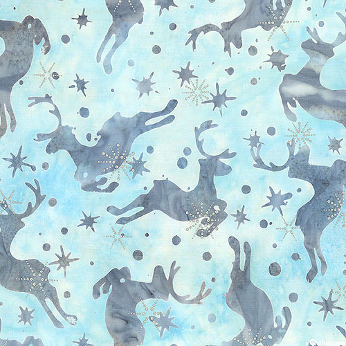 Winter Wonderland - Reindeer Batik - Dawn Blue/Silver