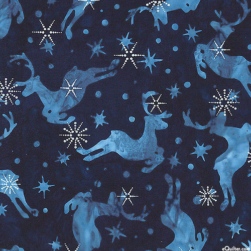 Winter Wonderland - Reindeer Batik - Midnight Blue/Silver
