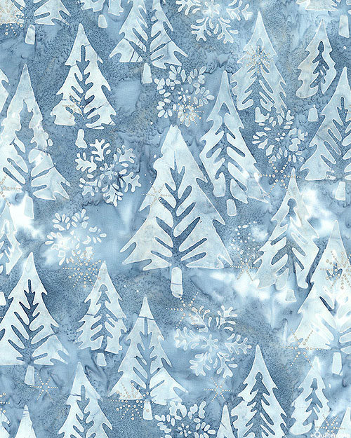 Winter Wonderland - Woodlands Batik - Powder Blue/Silver