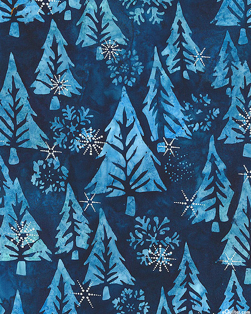 Winter Wonderland - Woodlands Batik - Nautical Blue/Silver
