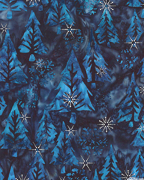 Winter Wonderland - Woodlands Batik - Midnight Blue/Silver