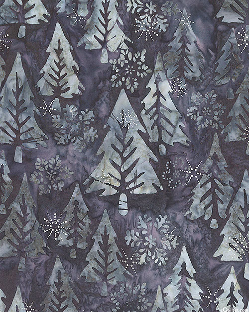 Winter Wonderland - Woodlands Batik - Dusk Blue/Silver