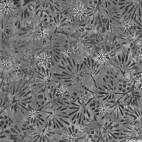 Winter Wonderland - Pine Branches Batik - Pewter Gray/Silver