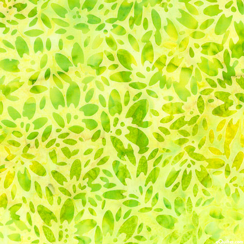 Bees and Flowers - Forest Garden Batik - Willow Green