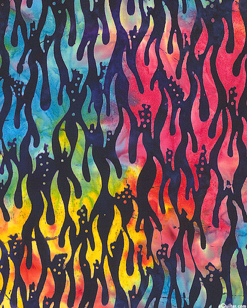 Artisan Batiks - Leaping Flames - Multi/Midnight Purple