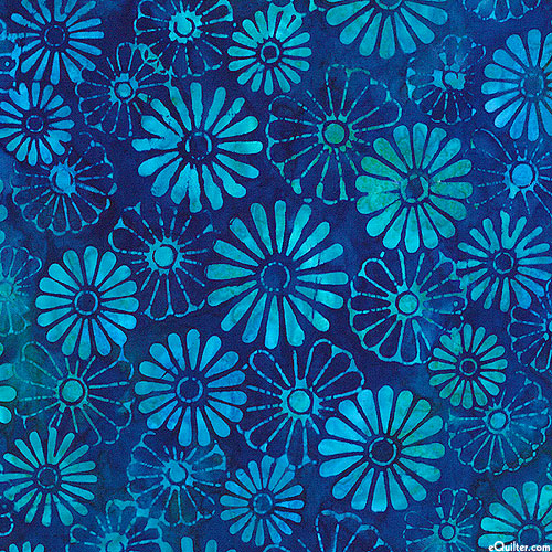 Tranquil Gardens - Blossoming Blooms Batik - Nautical Blue
