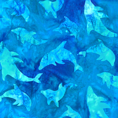 Totally Tropical - Dolphin Shadows Batik - Azure Blue