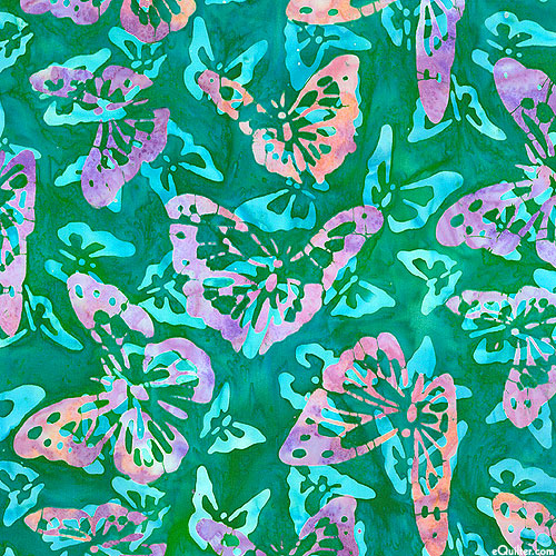 Wild Garden - Butterfly Batik - Emerald Green
