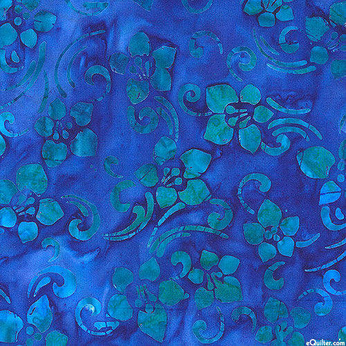 Artisan Batiks: Wild Garden - Floral Swirl Batik - Cobalt