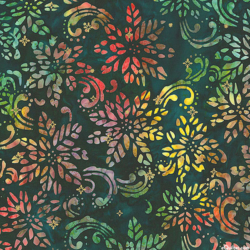 Winter Sparkle - Radiant Shapes Batik - Midnight Green/Gold