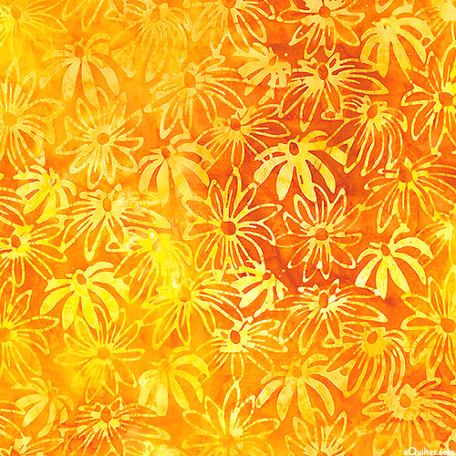 Summer Zest - Sun-Drenched Daisy Batik - Ginger Orange