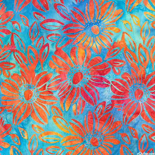 Summer Zest - Sunflower Surprise Batik - Sky Blue