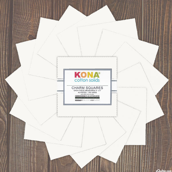 Kona Cotton Solids - Ivory - 5" Charm Pack