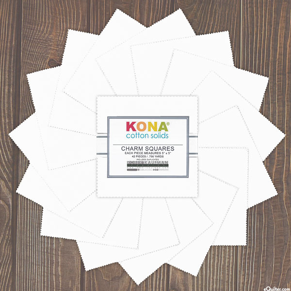 Kona Cotton Solids - Crystal White - 5" Charm Pack