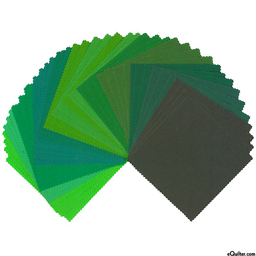 Kona Solids Palette - Wondrous Woods - 5" Charm Pack