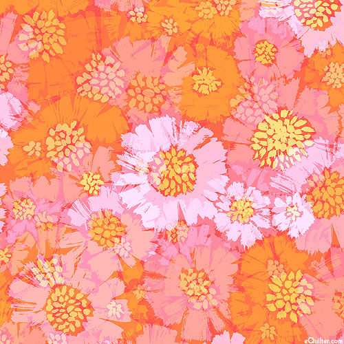 Color Wheel - Painted Blooms - Papaya - DIGITAL