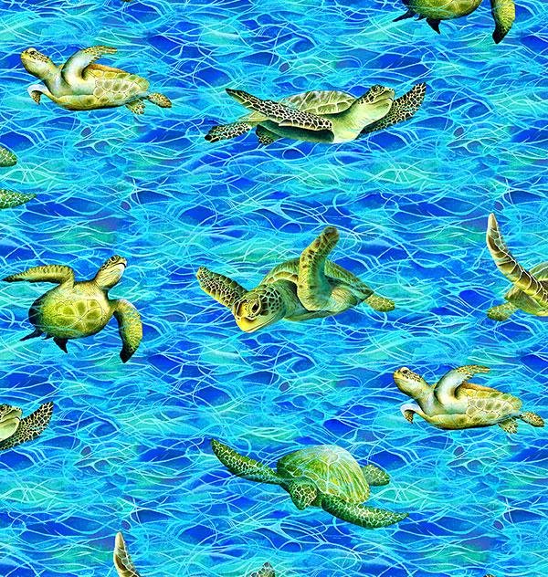 Coral Canyon - Sea Turtle Swim - Lagoon Blue - DIGITAL PRINT