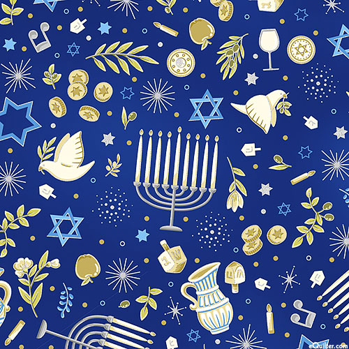 Stars of Light - Hanukkah Toss - Cobalt/Gold