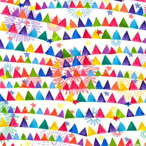 Happy Day - Rainbow Banners - White - DIGITAL