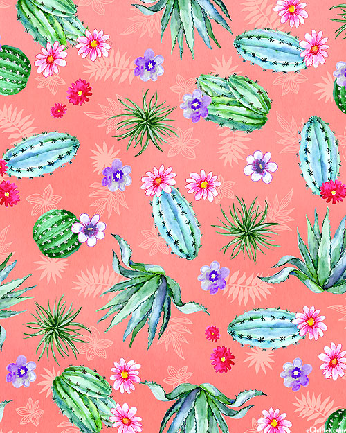 Desert Blooms - Watercolor Cacti - Flamingo Pink - DIGITAL